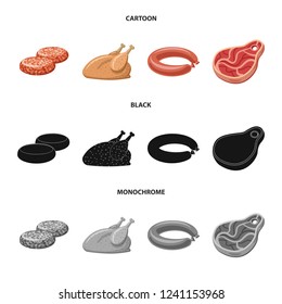 Isolated object of meat and ham icon. Collection of meat and cooking stock symbol for web.