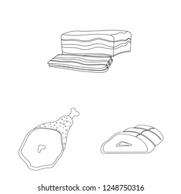 Isolated object of meat and ham icon. Set of meat and cooking stock vector illustration.