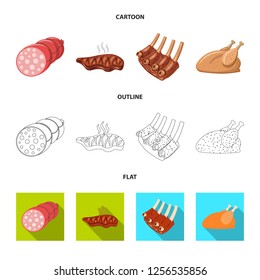 Isolated object of meat and ham icon. Collection of meat and cooking stock vector illustration.