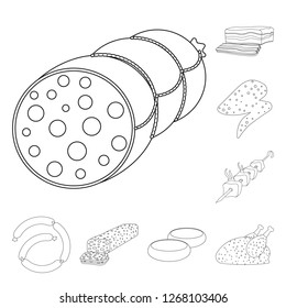 Isolated object of meat and ham icon. Collection of meat and cooking vector icon for stock.