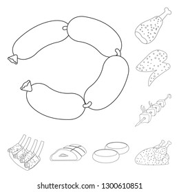 Isolated object of meat and ham icon. Set of meat and cooking vector icon for stock.