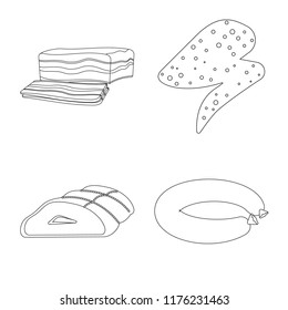 Isolated object of meat and ham logo. Collection of meat and cooking stock vector illustration.