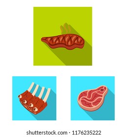 Isolated object of meat and ham logo. Collection of meat and cooking stock symbol for web.