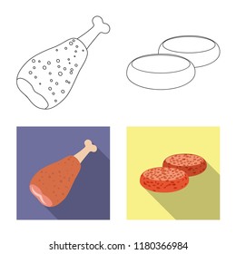 Isolated object of meat and ham logo. Set of meat and cooking stock symbol for web.