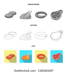 Isolated object of meat and ham logo. Collection of meat and cooking stock symbol for web.