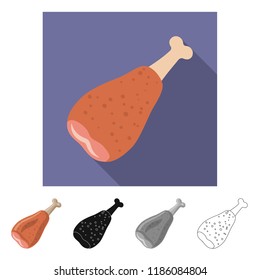 Isolated object of meat and ham logo. Collection of meat and cooking vector icon for stock.