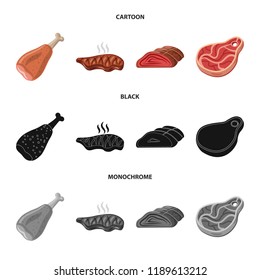 Isolated object of meat and ham logo. Set of meat and cooking vector icon for stock.