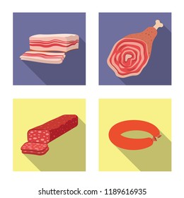 Isolated object of meat and ham logo. Set of meat and cooking vector icon for stock.
