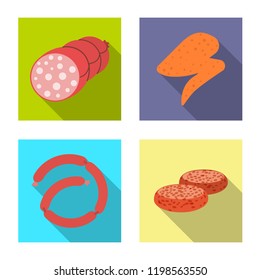 Isolated object of meat and ham logo. Collection of meat and cooking stock symbol for web.