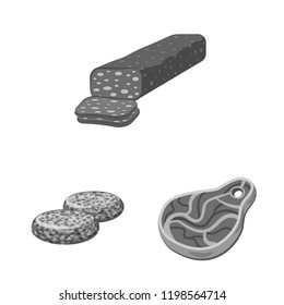 Isolated object of meat and ham logo. Set of meat and cooking vector icon for stock.