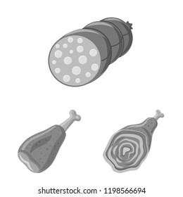 Isolated object of meat and ham logo. Set of meat and cooking vector icon for stock.