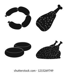 Isolated object of meat and ham logo. Set of meat and cooking stock vector illustration.