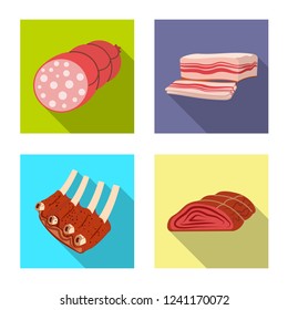 Isolated object of meat and ham logo. Collection of meat and cooking stock vector illustration.