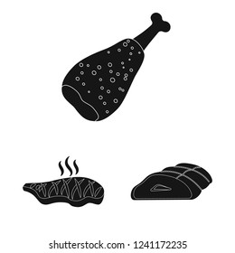 Isolated object of meat and ham logo. Set of meat and cooking stock symbol for web.