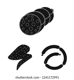 Isolated object of meat and ham logo. Set of meat and cooking vector icon for stock.