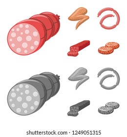 Isolated object of meat and ham logo. Collection of meat and cooking stock symbol for web.