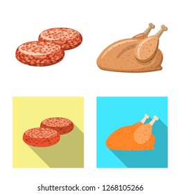 Isolated object of meat and ham logo. Collection of meat and cooking stock vector illustration.