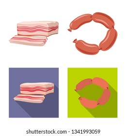 Isolated object of meat and ham logo. Collection of meat and cooking stock vector illustration.