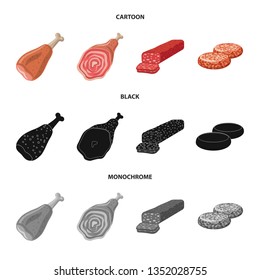 Isolated object of meat and ham logo. Collection of meat and cooking stock vector illustration.