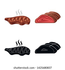 Isolated object of meat and ham logo. Set of meat and cooking stock symbol for web.