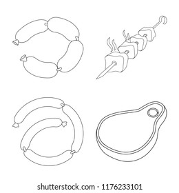 Isolated object of meat and ham sign. Collection of meat and cooking stock symbol for web.