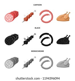 Isolated object of meat and ham sign. Set of meat and cooking vector icon for stock.
