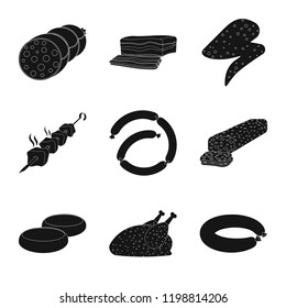 Isolated object of meat and ham sign. Set of meat and cooking stock symbol for web.