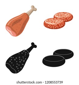 Isolated object of meat and ham sign. Collection of meat and cooking stock symbol for web.