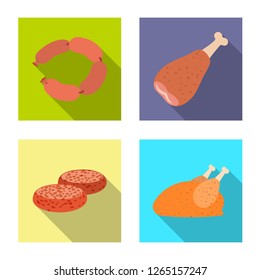 Isolated object of meat and ham sign. Collection of meat and cooking vector icon for stock.