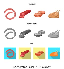 Isolated object of meat and ham sign. Collection of meat and cooking stock symbol for web.