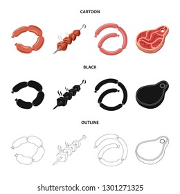 Isolated object of meat and ham sign. Collection of meat and cooking stock symbol for web.
