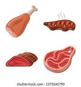 Isolated object of meat and ham sign. Collection of meat and cooking vector icon for stock.