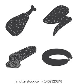 Isolated object of meat and ham sign. Collection of meat and cooking vector icon for stock.