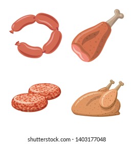 Isolated object of meat and ham sign. Collection of meat and cooking stock symbol for web.