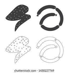 Isolated object of meat and ham sign. Collection of meat and cooking stock symbol for web.