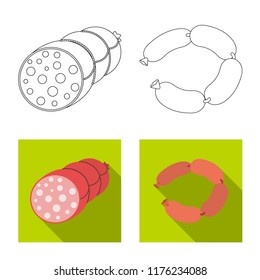 Isolated object of meat and ham symbol. Collection of meat and cooking vector icon for stock.