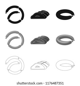 Isolated object of meat and ham symbol. Collection of meat and cooking vector icon for stock.