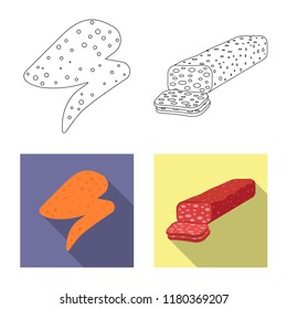 Isolated object of meat and ham symbol. Collection of meat and cooking stock symbol for web.