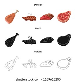 Isolated object of meat and ham symbol. Set of meat and cooking vector icon for stock.