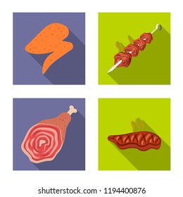 Isolated object of meat and ham symbol. Collection of meat and cooking vector icon for stock.