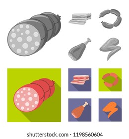 Isolated object of meat and ham symbol. Collection of meat and cooking stock symbol for web.
