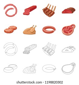 Isolated object of meat and ham symbol. Collection of meat and cooking stock symbol for web.
