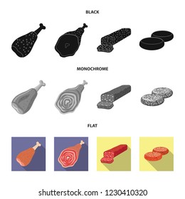 Isolated object of meat and ham symbol. Collection of meat and cooking stock symbol for web.