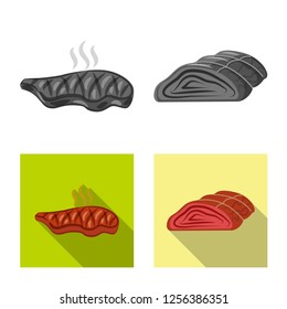 Isolated object of meat and ham symbol. Collection of meat and cooking stock symbol for web.
