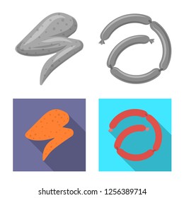 Isolated object of meat and ham symbol. Set of meat and cooking vector icon for stock.