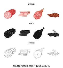 Isolated object of meat and ham symbol. Set of meat and cooking stock vector illustration.