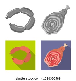 Isolated object of meat and ham symbol. Collection of meat and cooking stock symbol for web.