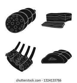 Isolated object of meat and ham symbol. Collection of meat and cooking vector icon for stock.