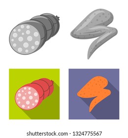 Isolated object of meat and ham symbol. Set of meat and cooking vector icon for stock.