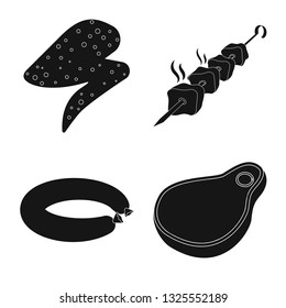 Isolated object of meat and ham symbol. Collection of meat and cooking vector icon for stock.